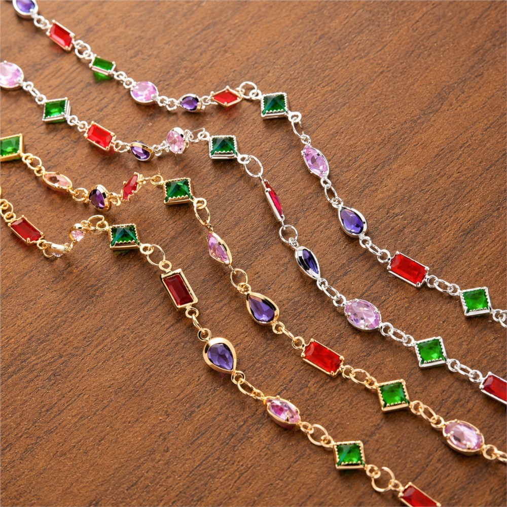 Vintage Tech Accessories - 1Meter Colored Irregular Rhinestone Oval Crystal