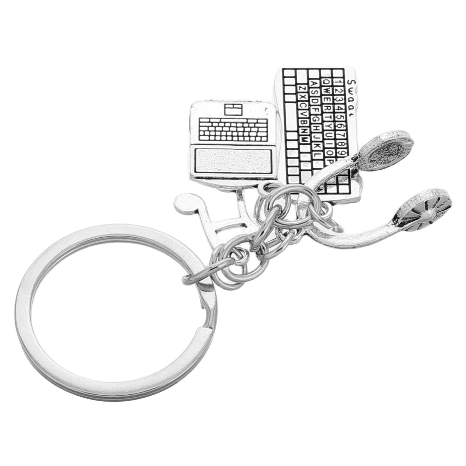 Tech Keychain Accessories - Engineer Keyring Keyboard Mouse Headset Computer