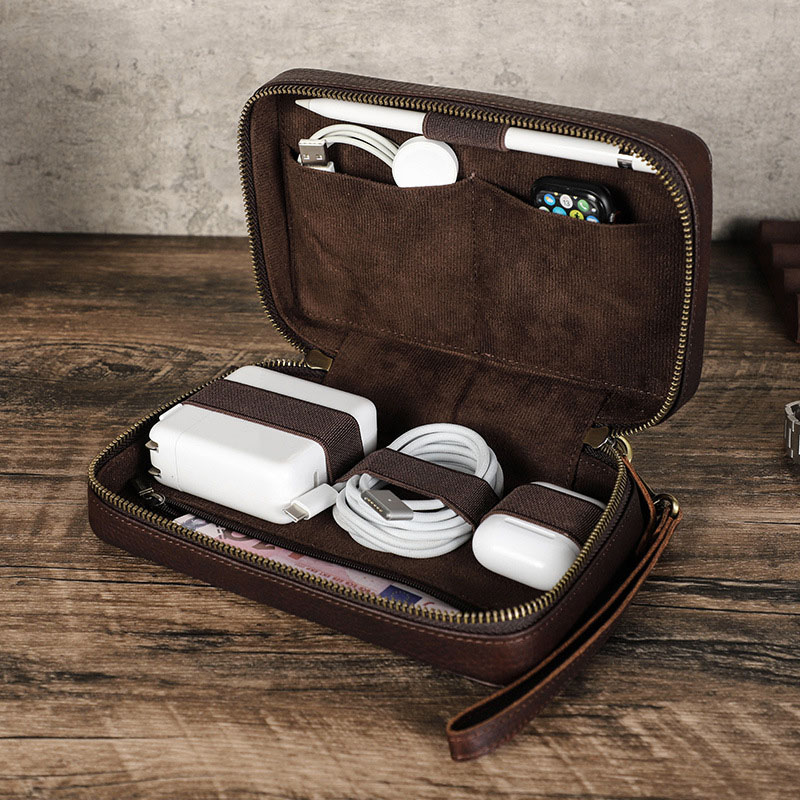 Vintage Brown Genuine Cowhide  - Tech Accessories Travel 评论和价格