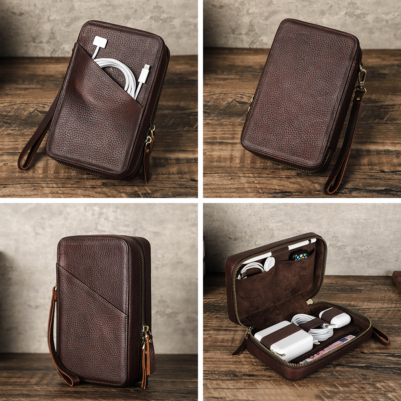 Vintage Brown Genuine Cowhide  - Tech Accessories Travel 评论和价格