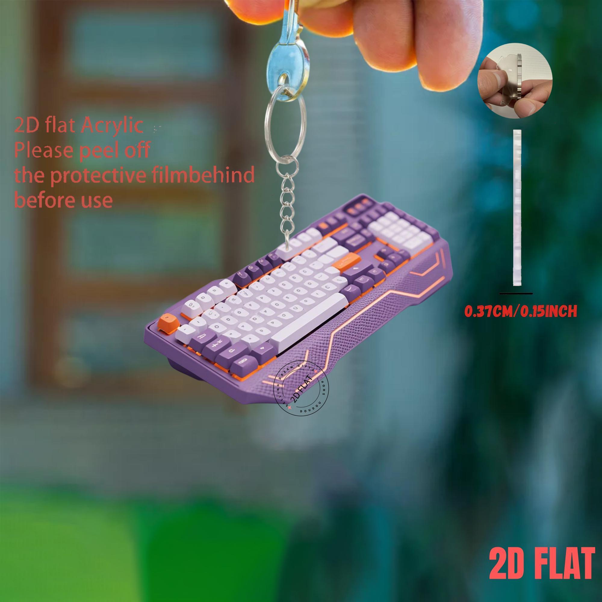 2D Keyboard Acrylic Keychain C - Tech Keychain Accessories 评论和价格