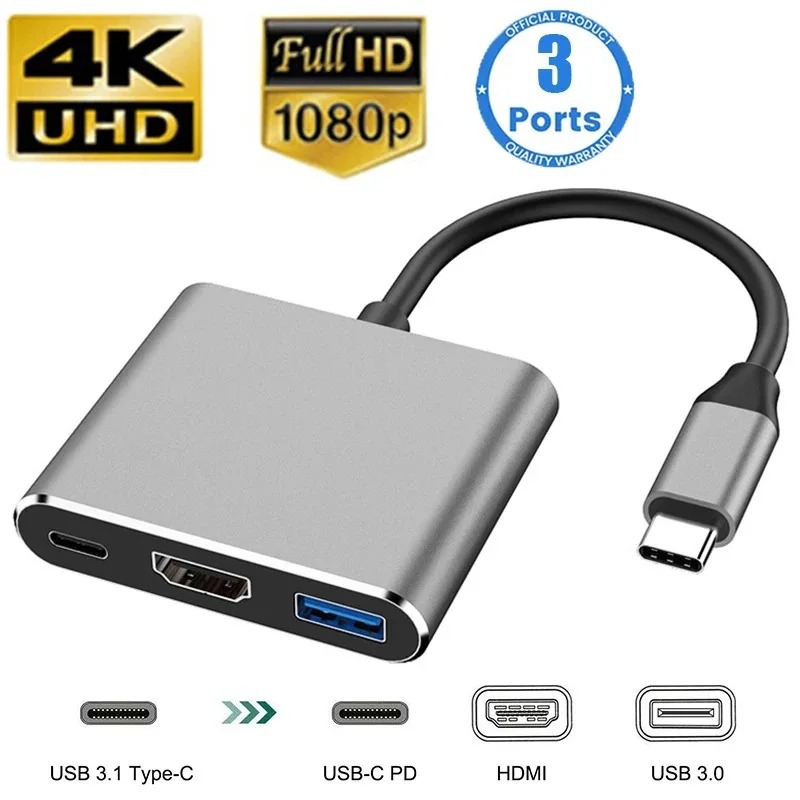USB C HUB 3in1 Type C 3.0 to H - Usb C To Hdmi 评论和价格