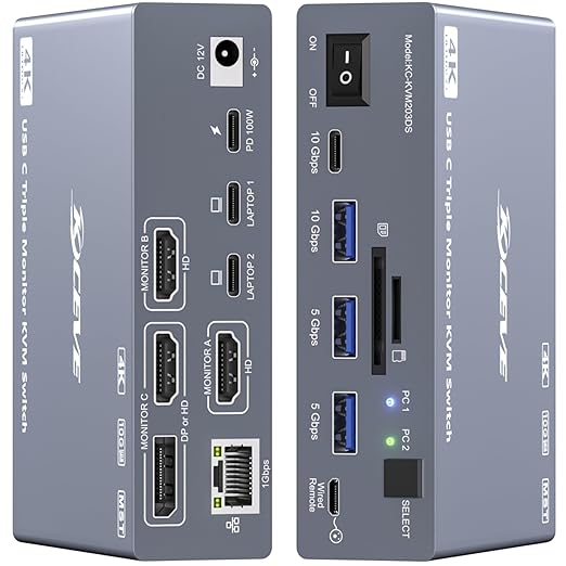 USB C KVM Switch 3 Monitors 2  - Usb C To Hdmi 评论和价格